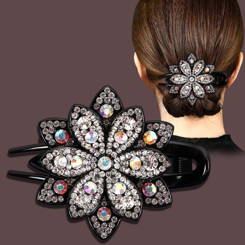 Fashion Flower Large Clip Mom Hair Accessories Hair Clips Simple Rhinestone Diamond Plate Hair Duckbill Clip