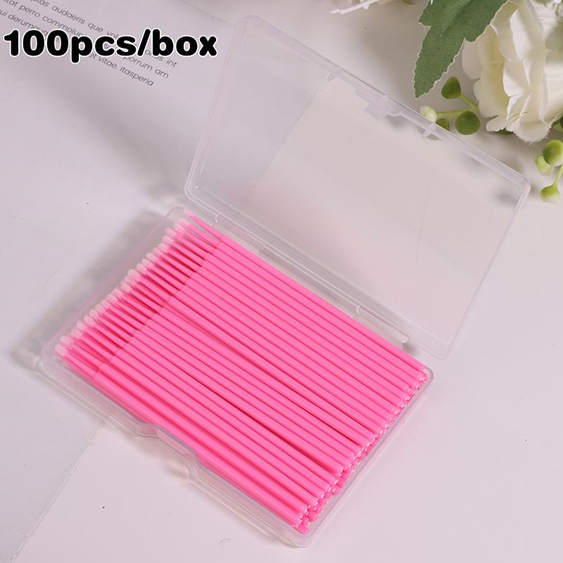 100 шт. микро-кисточка для наращивания ресниц, микро-ватные палочки для губ, тушь для ресниц, розовая микрокисточка