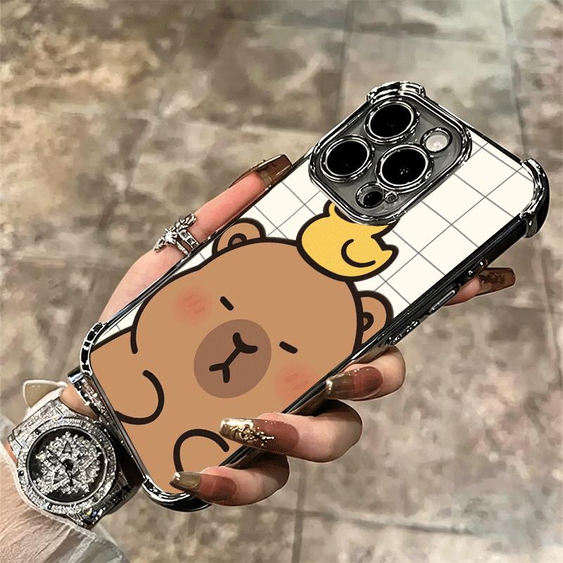 Забавный Капибара Мультяшный Милый Покрытие Чехол для Телефона Для Iphone 16 17 Pro Max Air 16E 14 15 Plus 12 13 Mini Защита от Падения Покрытие с Подушкой Безопасности