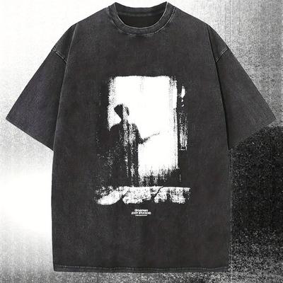 Мужская футболка - Винтажная стираная потертая футболка в стиле D Streetwear с художественным принтом, с круглым вырезом, повседневная рубашка для комфорта в любое время года, для повседневной носки и отдыха