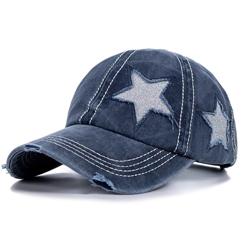Ретро Y2K Star Washed Denim Hole star Бейсболка Snapback Кепки Осень Лето Рыболовная шляпа Мужчины Женщины Кепки Casquette шляпы Gorras