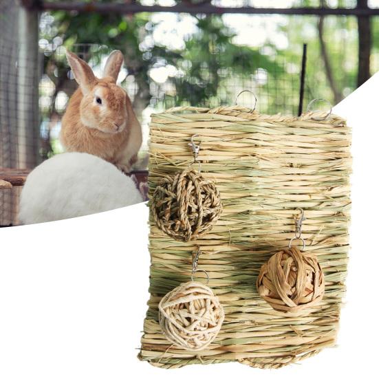 1 комплект, игрушка для жевания хомяка, устойчивая к укусам, натуральные материалы, снимающая скуку, хомяк, кроличьи зубы, шлифовка зубов, соломенный коврик, аксессуары для клетки