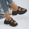 Fashion Classics Black Women Wedges Slippsers Woman Patchwork Decor Thick Bottom Platform Flip Flops Summer Slip On Slides Femme