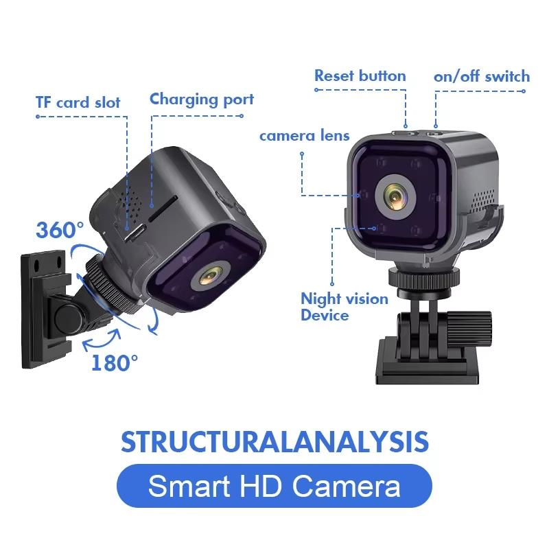 Новая мини-камера WiFi 1080P, удаленный просмотр, звуковая сигнализация, ночное видение, сверхдолгое время ожидания 960 мАч, обнаружение движения, камера безопасности для велоспорта