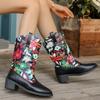 Ladies Shoes On Sale High Quality Sleeve Women's Boots Winter Pointed Toe Mixed Colors Short Barrel Chunky Heels Fashion Boots
