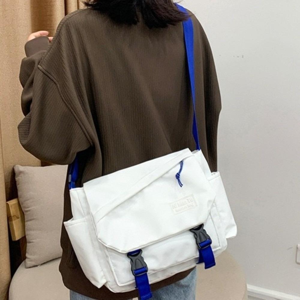 Multi Pocket Nylon Messenger Bag Korean Style Crossbody Bag Simple Women Shoulder Bag Students