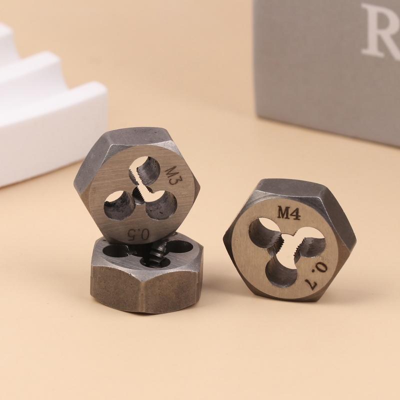 Метрическая резьба Шестигранная плашка Плашка для нарезания резьбы Винт Шестигранные плашки M3*0.5 M4*0.7 M5*0.8 M6*1.0 Ручные плашки для нарезания резьбы