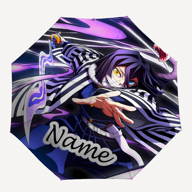 Personalized Name Demon Slayer1 Print Umbrella - Automatic Open/Close, Eight-Rib Durable Frame, Automatic Folding Umbrella