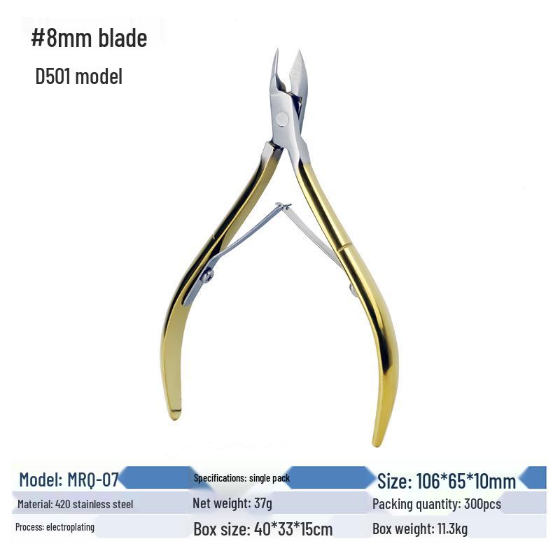 Professional D501 Stainless Steel Cuticle Nippers: Easy Hangnail and Dead Skin Removal, Double-Pronged Scissors for Manicures