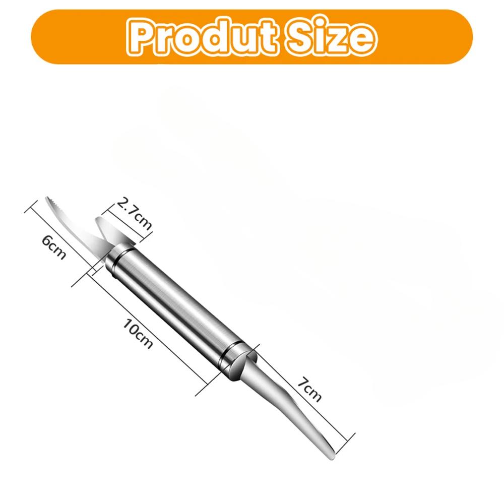 Нержавеющая сталь 6 в 1 Нож для рыбы Многофункциональный быстрый нож для очистки креветок Линия для резки/соскабливания/копания Кухонные инструменты