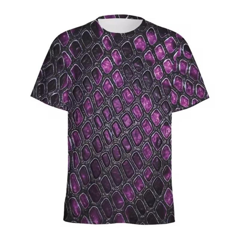 Модная футболка с рисунком змеиной чешуи для мужчин, 3D-принт с изображением шкур животных, футболка с круглым вырезом, футболки с короткими рукавами