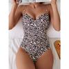 Sexy Black Leopard Print Swimwear Women Pearl Strap Push Up Tummy Control One Piece Swimsuit 2025 Bathing Suit Backless Monokini