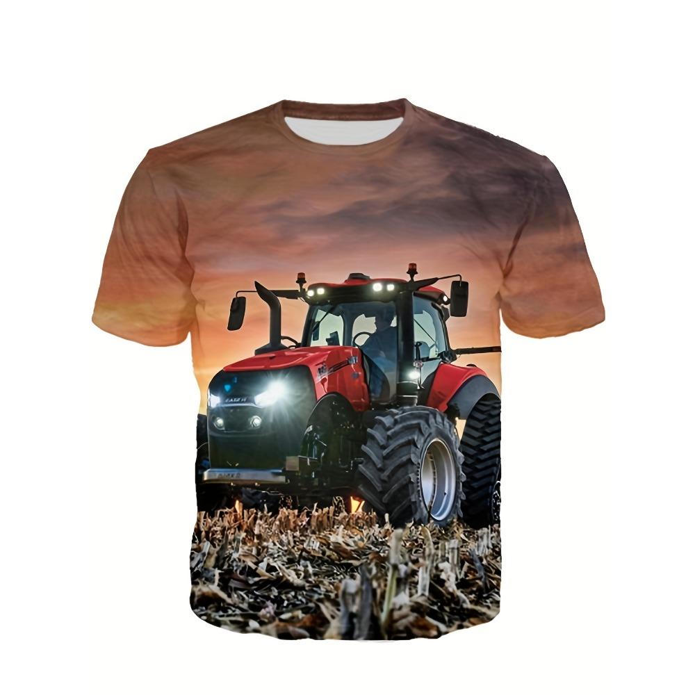 Футболка с принтом «Тягачи для детей» на 3D-принте, одежда для мальчиков, топы для девочек, футболка с коротким рукавом для детей с изображением машин и тракторов, летние футболки для мальчиков