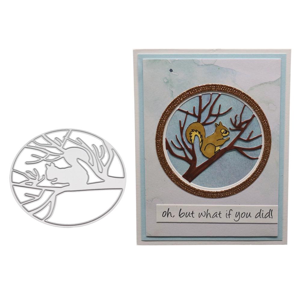 Маленькая белка на ветке рамка металлический серебристый трафарет тиснение вырубные штампы для скрапбукинга бумага альбом карты изготовление