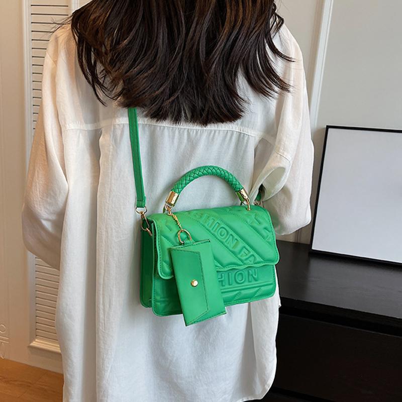 Yogodlns Модная женская квадратная сумка через плечо Samll из искусственной кожи, винтажная однотонная сумка через плечо с верхней ручкой и небольшим кошельком