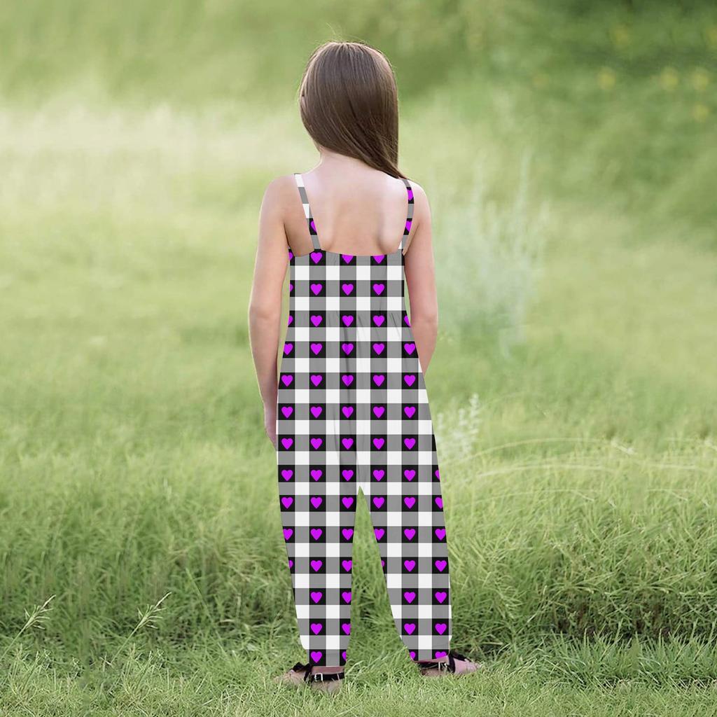 Toddler Kids Baby Girls Sleeveless Summer Valentine's Day Printed Romper Jumpsuit Playsuit Clothes