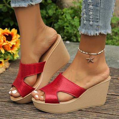 Женские тапочки на танкетке, сандалии на платформе, пляжная обувь, летний тренд 2024 года, прогулочные шлепанцы, повседневные шлепанцы, дизайнер Zapatos Mujer