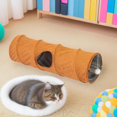 Складной двухслойный кошачий туннель-игрушка – Замша, Легкое хранение, Развлечение для питомца, Зоотовары