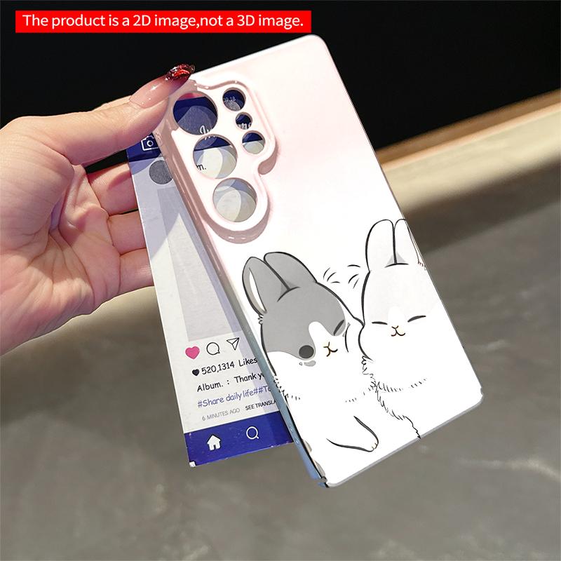 2DFlat Samsung phone case Cute Bunnies Hugging in Soft Pastel Colors Applicable to Galaxy S23 S24 S25ULTRA S26 A12 A14 A15 A16 A54 A55