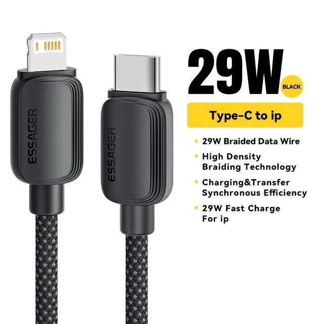 Essager Кабель USB Type C для iPhone 14, 13, 12, 11 Pro Max XS PD, 20 Вт, быстрое зарядное устройство, USB C к Lightning, 29 Вт, провод для iPad, Macbook