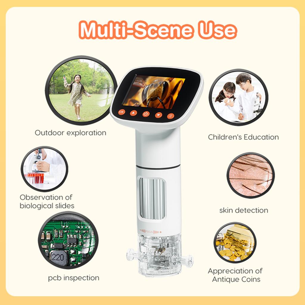 Desktop Kids Microscope Handheld Digital Microscope for Kids with 2.0 Inch LCD Screen 50X-1000X