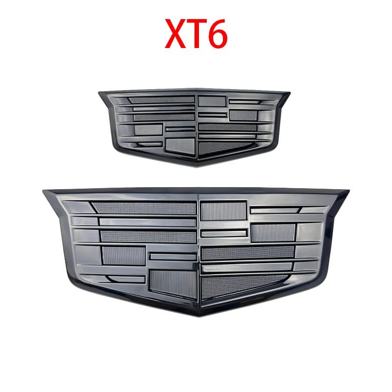 AABHW1 2Pcs For Cadillac XT6 Car Front Logo Emblem Cover Rear Trunk Badge Emblems Sticker Exterior Accessories