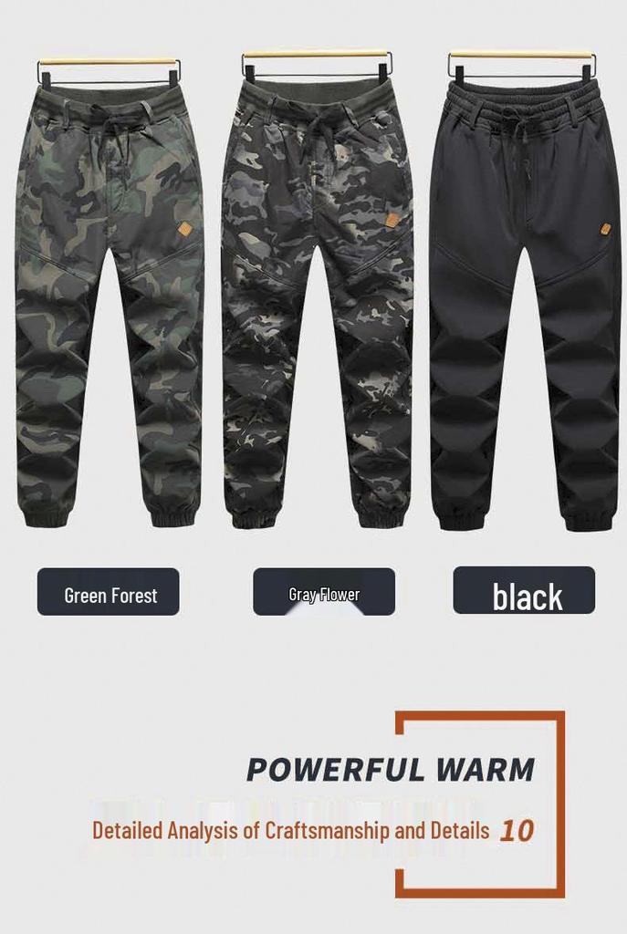 Men's Slim Fit Camouflage Pants - Autumn/Winter Warm, Elastic Ankle Casual Wear