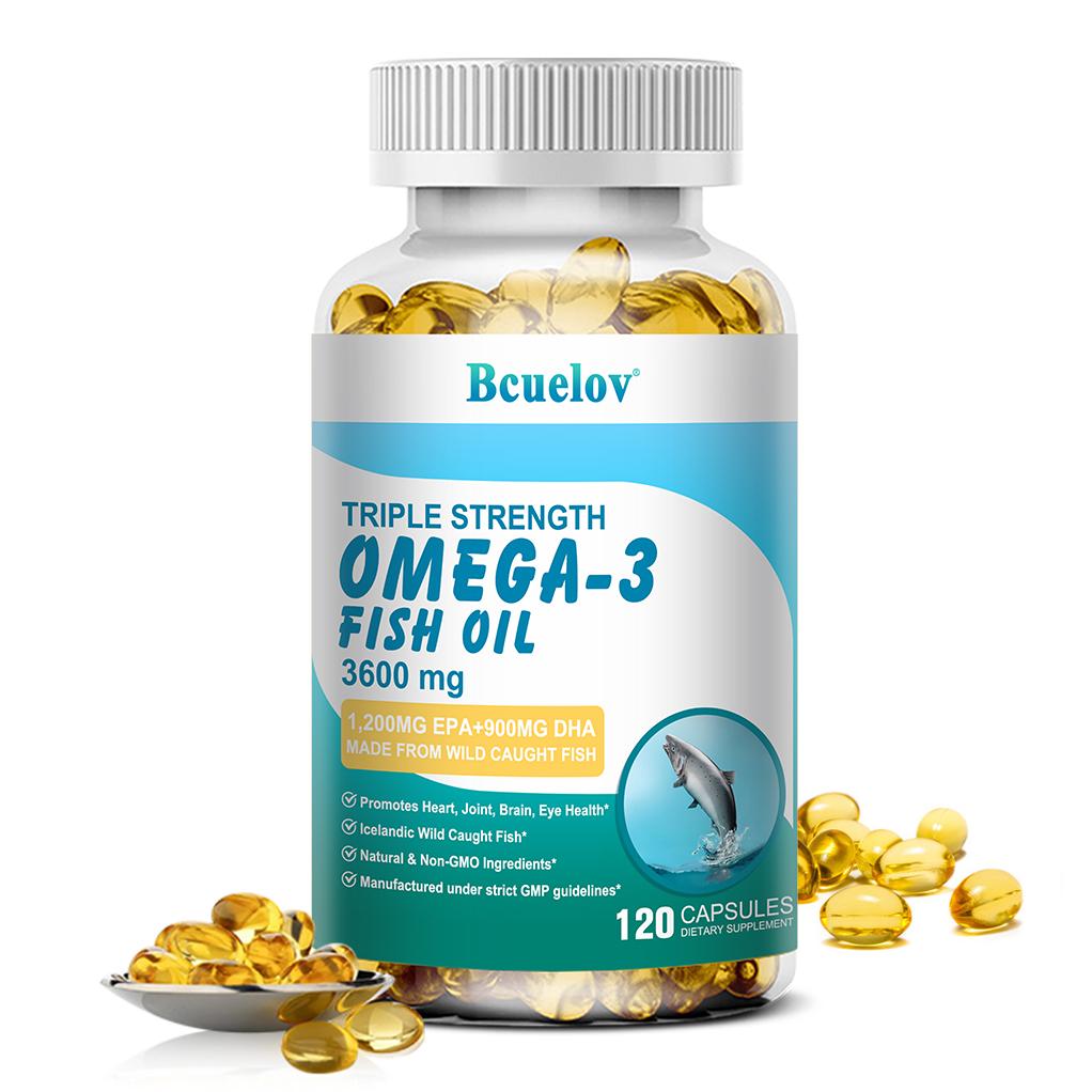 Bcuelov Triple Strength Omega-3 Fish Oil 3600 mg, 120 Capsules