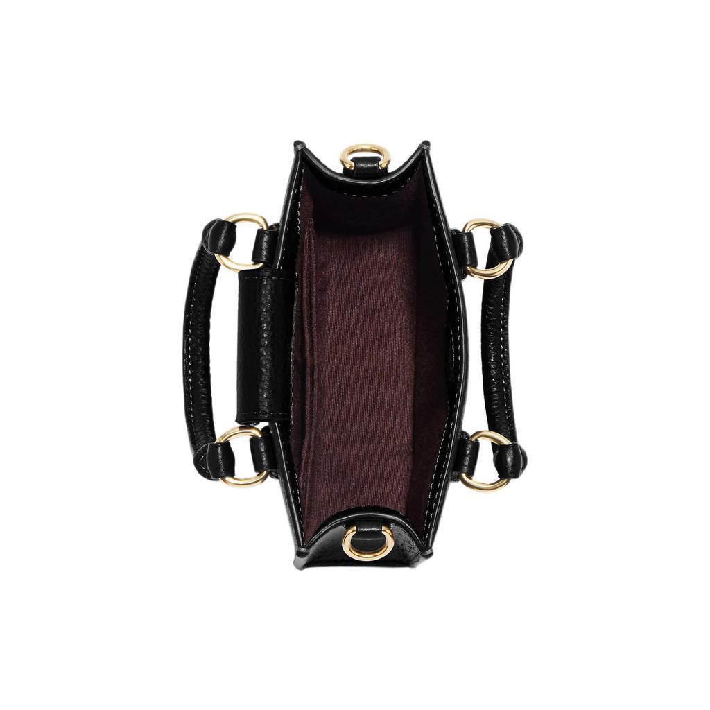 Coach N/S 14 Золотой Логотип-Буквы Фурнитура Текстурированная Кожаная Сумка-Тоут Сумка для Покупок Сумка на Плечо Сумка Кросс-боди Мини Женская тоут Черная CJ500-IMBLK