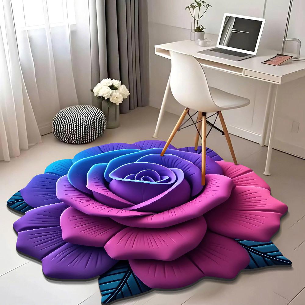 Гостиная дома 3d трехмерный напольный коврик цветочный напольный коврик кристальный бархатный ковер круглый домашний лепестки пиона коврик особой формы