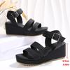 Fashion Fashionable Thick Heel Sandals Women's Roman Style Slip-On Shoes PU Leather Rubber Sole British Style Shoes Plus Size 35-43