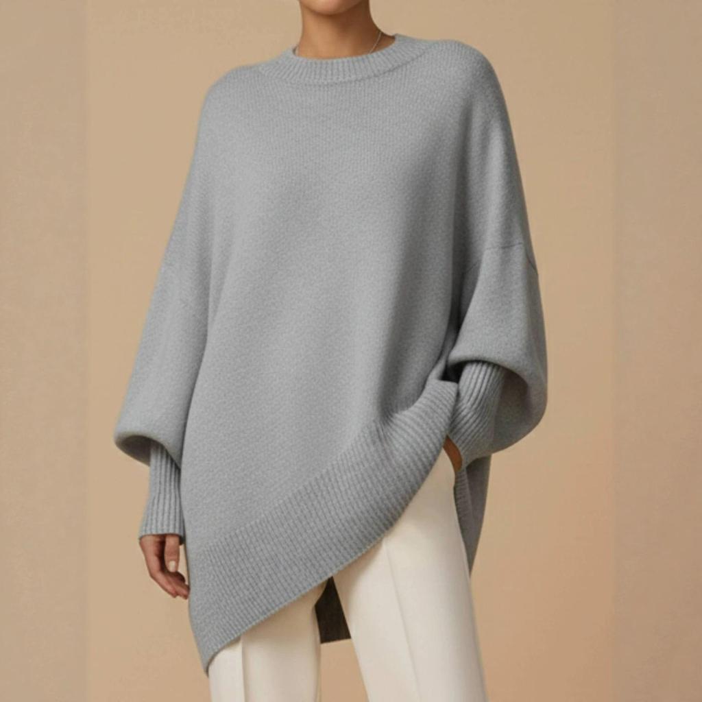 Women's 2025 European & American Autumn/Winter Round Neck Knit Pullover - Loose, Lazy Style, Solid Color