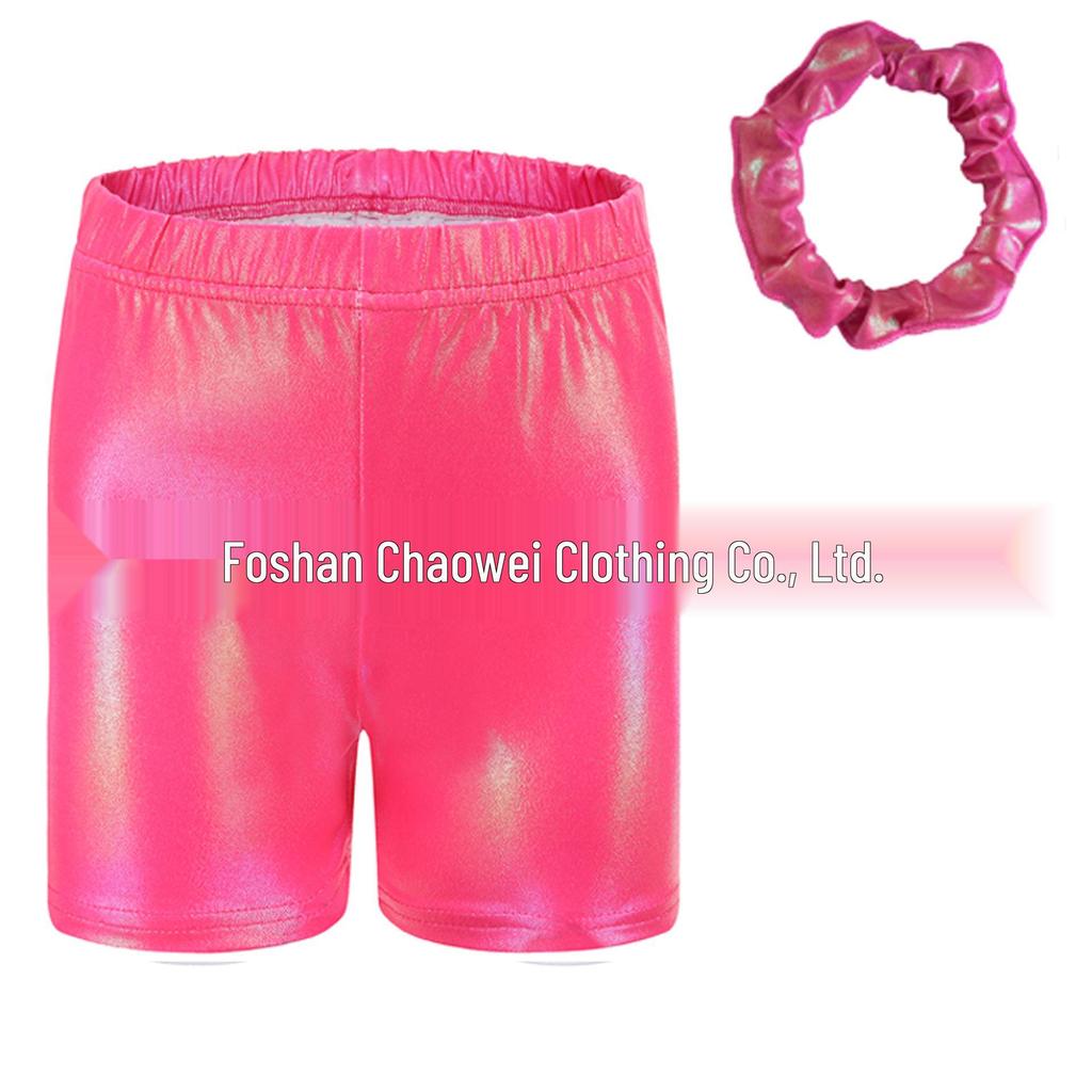 Детский гимнастический купальник со стразами, комплект со шортами для танцев и головным убором.