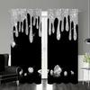2pcs Shiny Silvery Water Drops Print Rod Pocket Curtains Semi Blackout Decor Curtains For Living Room Bedroom Office Home Decor