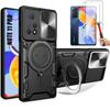 Чехол - Xiaomi - Redmi Note 11 Pro - Черный - Металлическая подставка - 2 Закаленных стекла