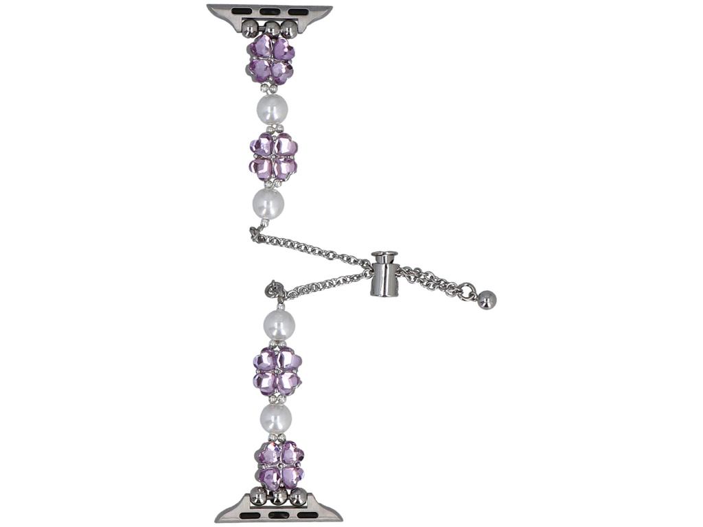 New GlacierX Slider Clasp Clover Motif Bracelet Crystal Pink for Apple Watch 38/40/41mm Silver Purple
