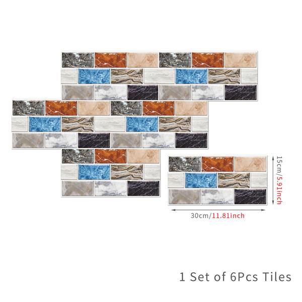 6 шт., маслостойкая наклейка для кирпичной плитки, наклейка на стену для кухни, самоклеющаяся водонепроницаемая наклейка для ванной, обои 15x30 см