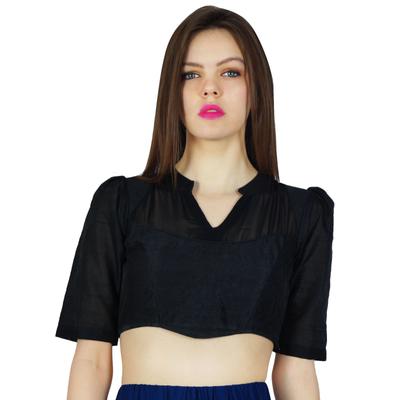Готовая дизайнерская блузка Dupion And Georgette Crop-топ Choli