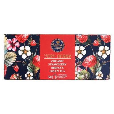 Органический зеленый чай Karma Kettle Very Berry с гибискусом и ягодами, 50 пакетиков, 100 г – освежающий напиток | Ягодный детокс-чай | Чай для повышения иммунитета