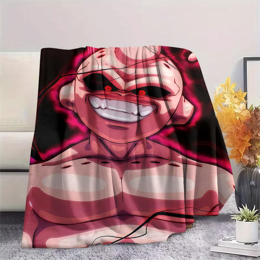 1Pc Majin Buu Print Flannel Blanket, High quality Comfortable for All Seasons, Home Decor, Warmth and Comfort, Perfect for Christmas Gifts