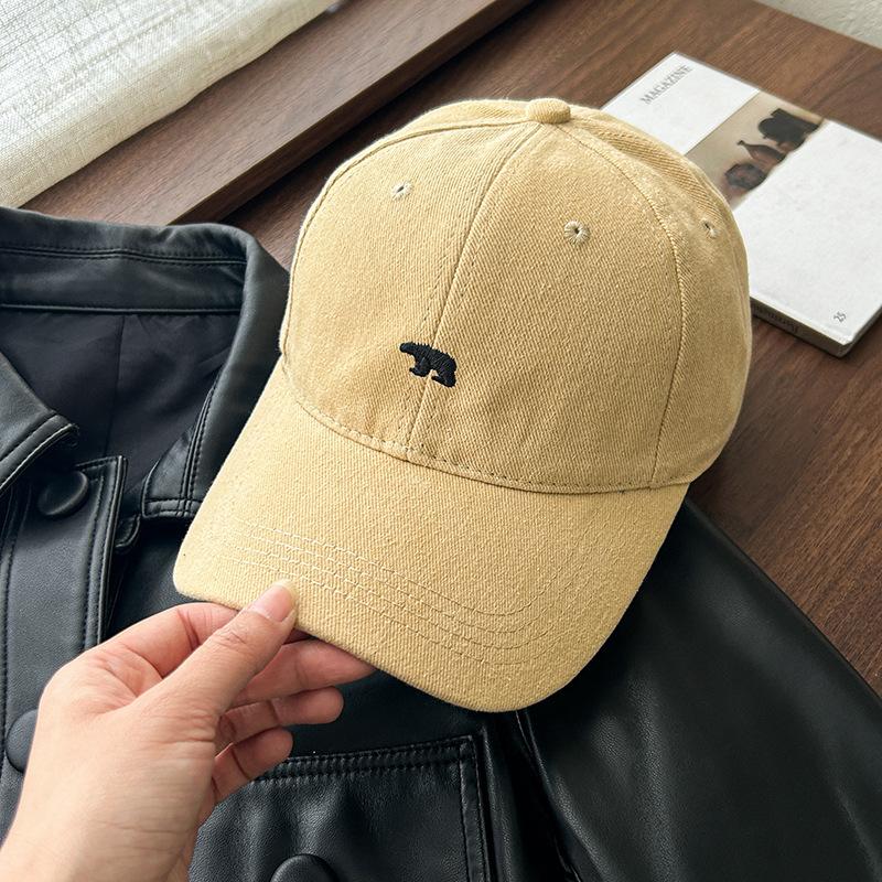 Stylish Simple Polar Bear Embroidery Versatile Baseball Cap Female Spring Summer Couple Vintage Shade Cap