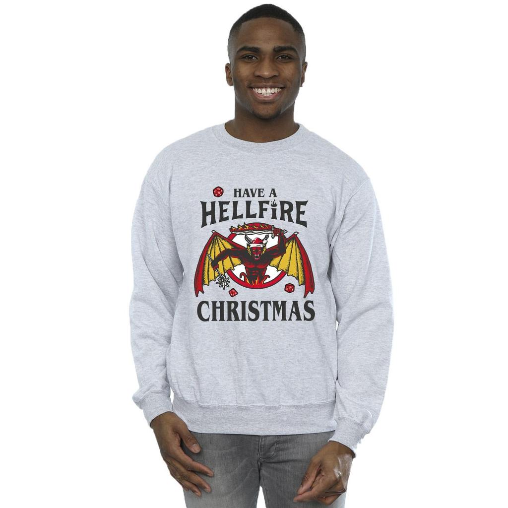 Netflix Mens Stranger Things Hellfire Christmas Sweatshirt