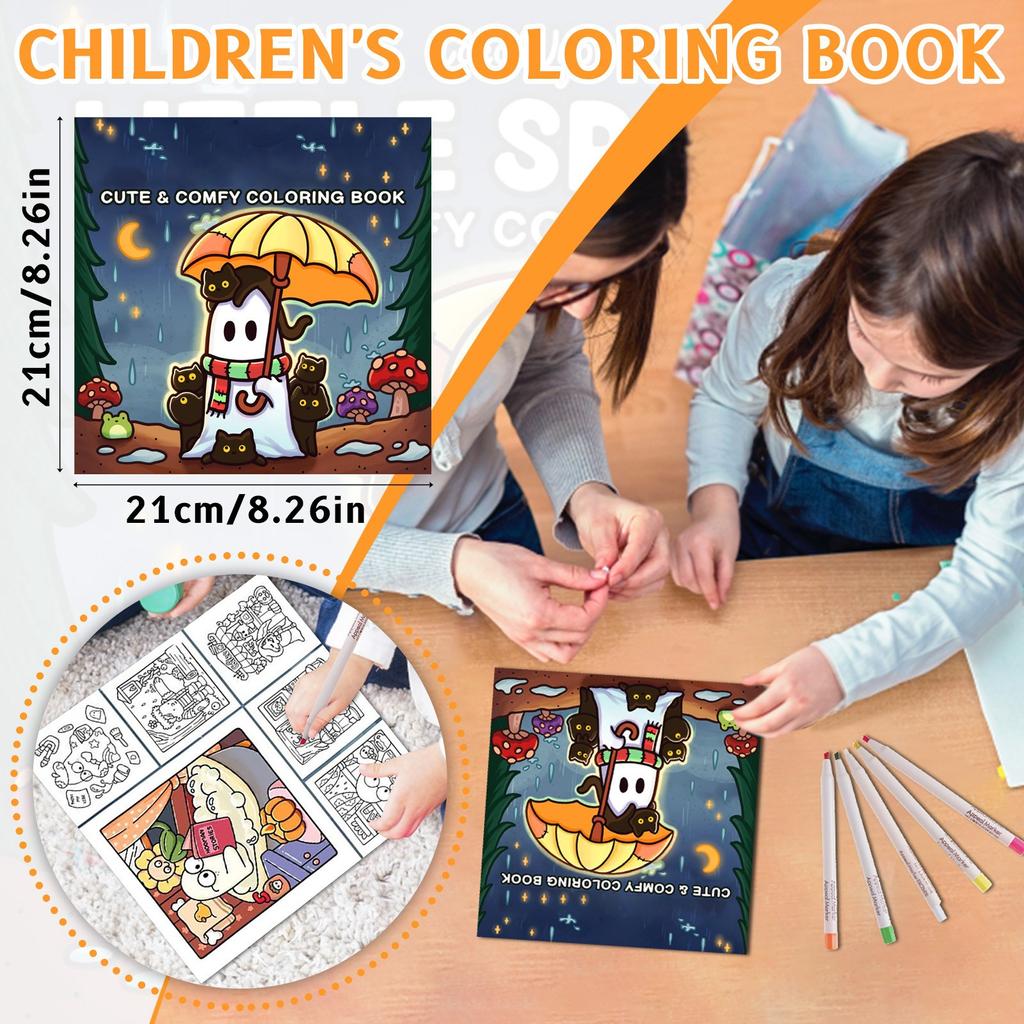 Раскраска для взрослых и подростков с милыми жуткими существами в уютных моментах для релаксации (Раскраска «Уютные пространства») Мягкая обложка