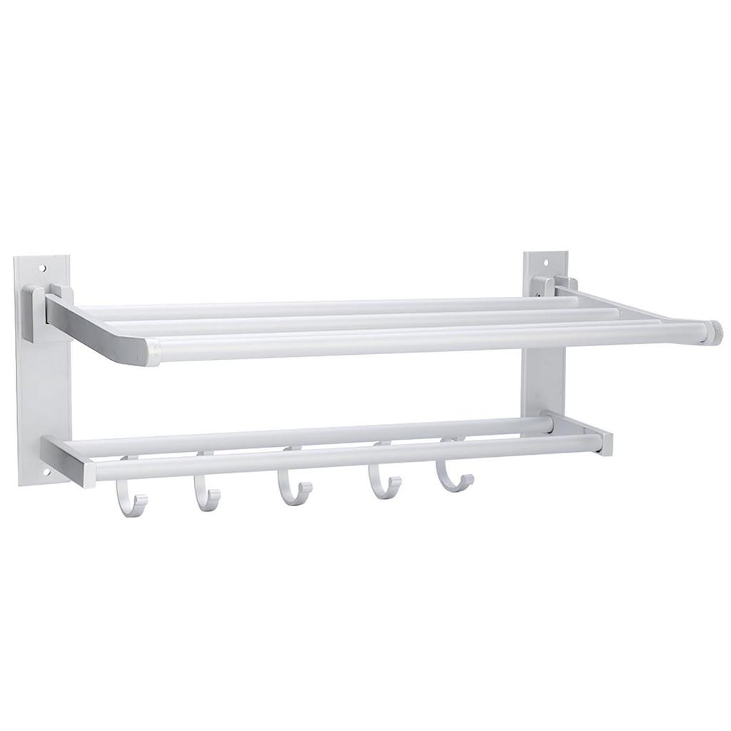 Household Bathroom Space Aluminum Wall Mounted Double Layer Bath Towel Holder Towel Rack Storage