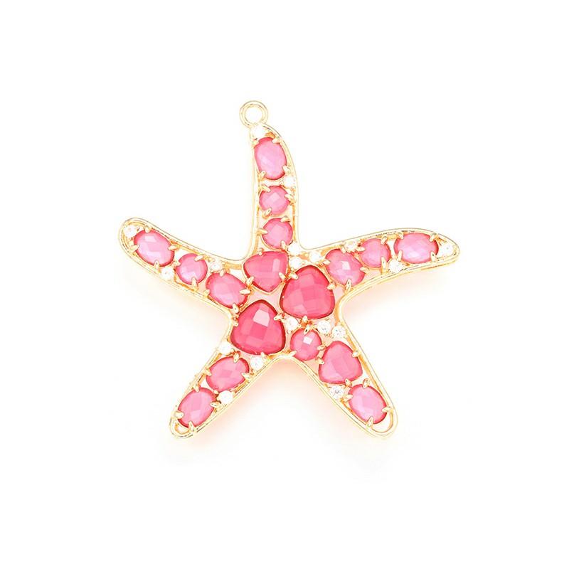 ZHUKOU 52x54mm fashion Crystal starfish pendant for women Handmade Necklace Earrings Making Accessories model:VD417