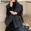 Черный утолщенный теплый жилет, женский пуховый хлопковый пальто, кардиган на молнии, повседневный свободный воротник-стойка, Harajuku, офисная леди, новая мода