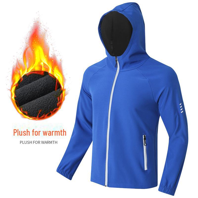 Зимняя ветрозащитная куртка унисекс из бархата со светоотражающей молнией для езды на велосипеде, бега и активного отдыха.