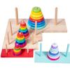 Wooden Material Hanoi Tower Classic Design Educational Puzzle New Rainbow Stacking Games