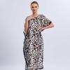 Leopard Print Abaya: Plus Size Pullover Shawl Dress