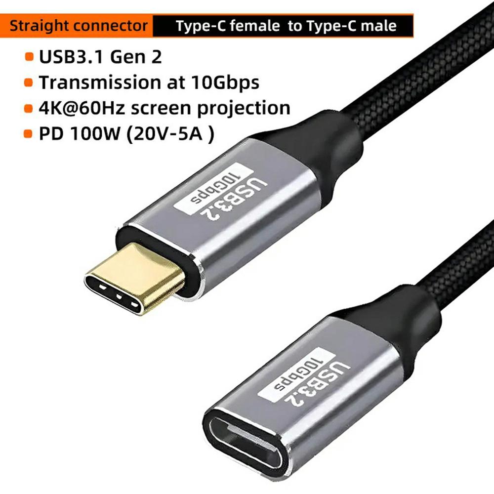 3м Алюминиевый сплав Type-C Папа на Маму Удлинительный кабель USB3.1 Gen2 Кабель данных Поддержка видео 4K/60 Гц Передача данных 10 Гбит/с
